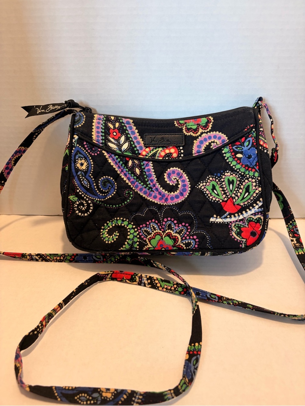 Vera Bradley Black Paisley Floral Quilted Crossbody